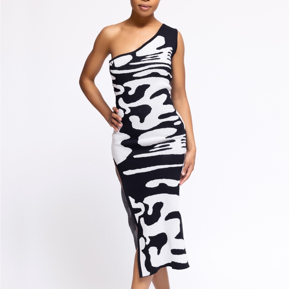 High Slit Doesa Body Good Knit Midi Dress